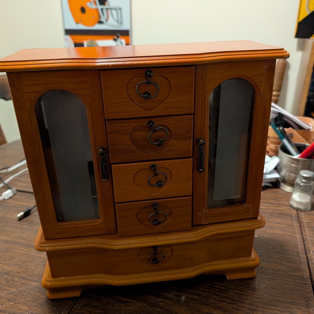Elegant Wooden Jewelry Organizer with Drawers